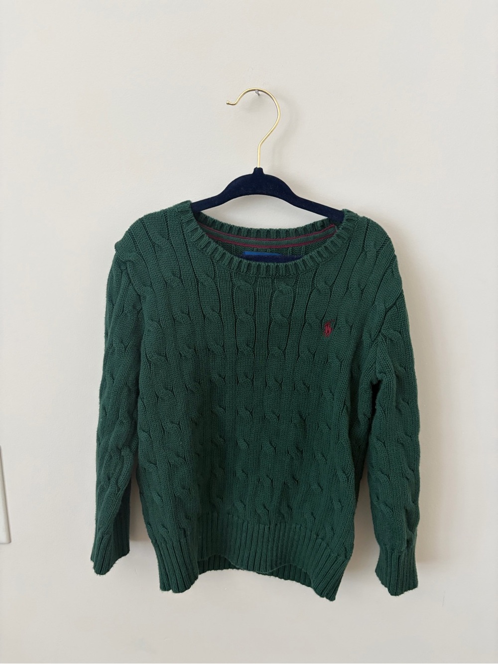 Ralph Lauren Dark Green Cable-Knit Crewneck Sweater